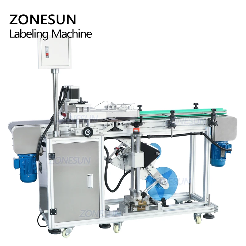 ZONESUN ZS-TB125 Automatic Container Box Cosmetic Jar Bottles Bottom Surface Labeling Machine For Flat