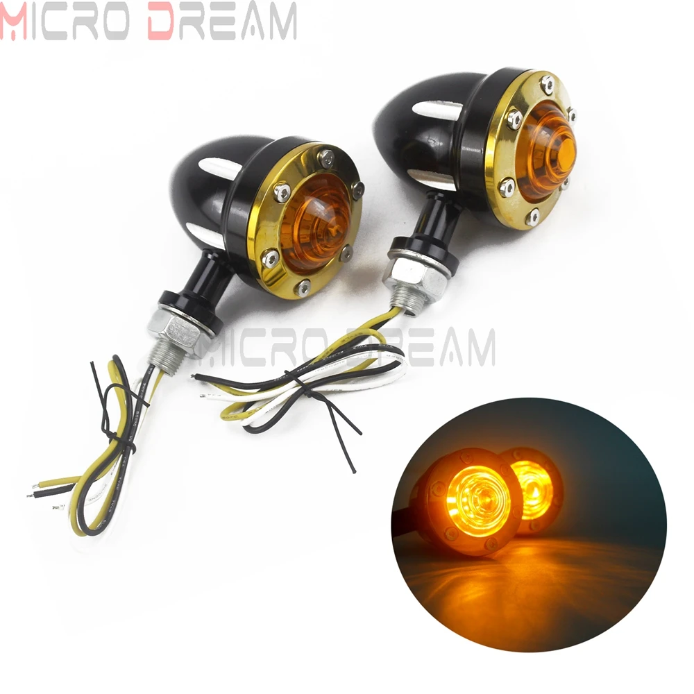 Vintage Brass Motorcycle Custom Turn Signal Indicator For Harley Softail Dyna Road King Amber Blinker Light 10mm Bolt Universal