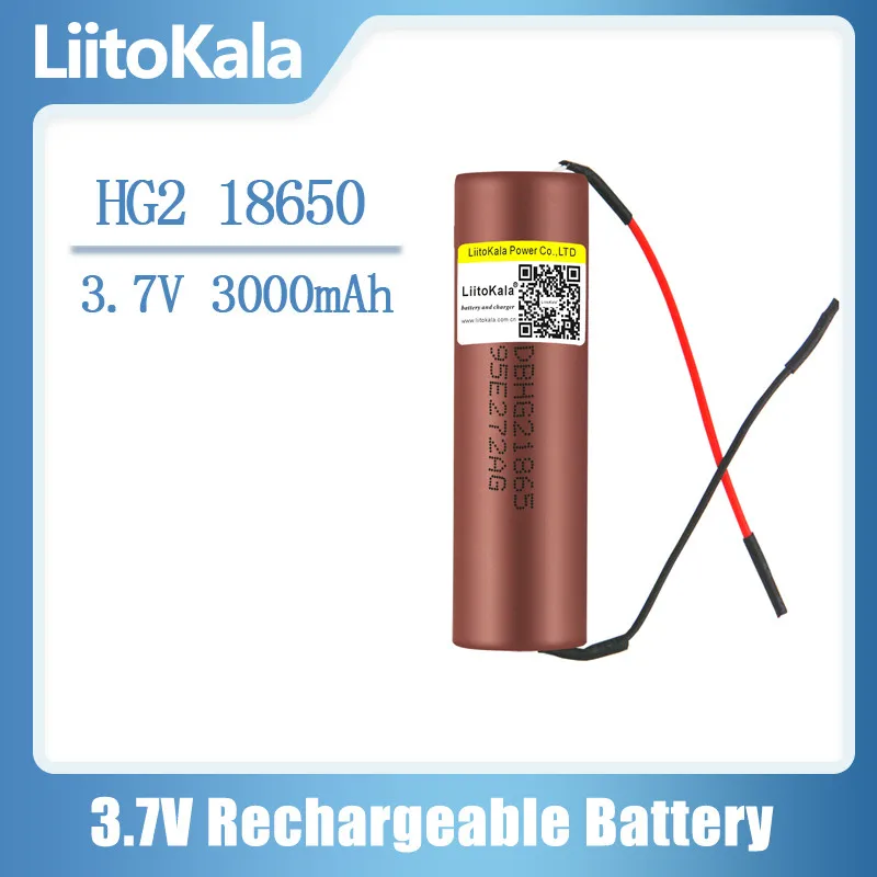 LiitoKala HG2 18650 3000mah عالية الطاقة التفريغ بطارية قابلة للشحن السلطة عالية التفريغ ، 30A تيار كبير + لتقوم بها بنفسك ليني