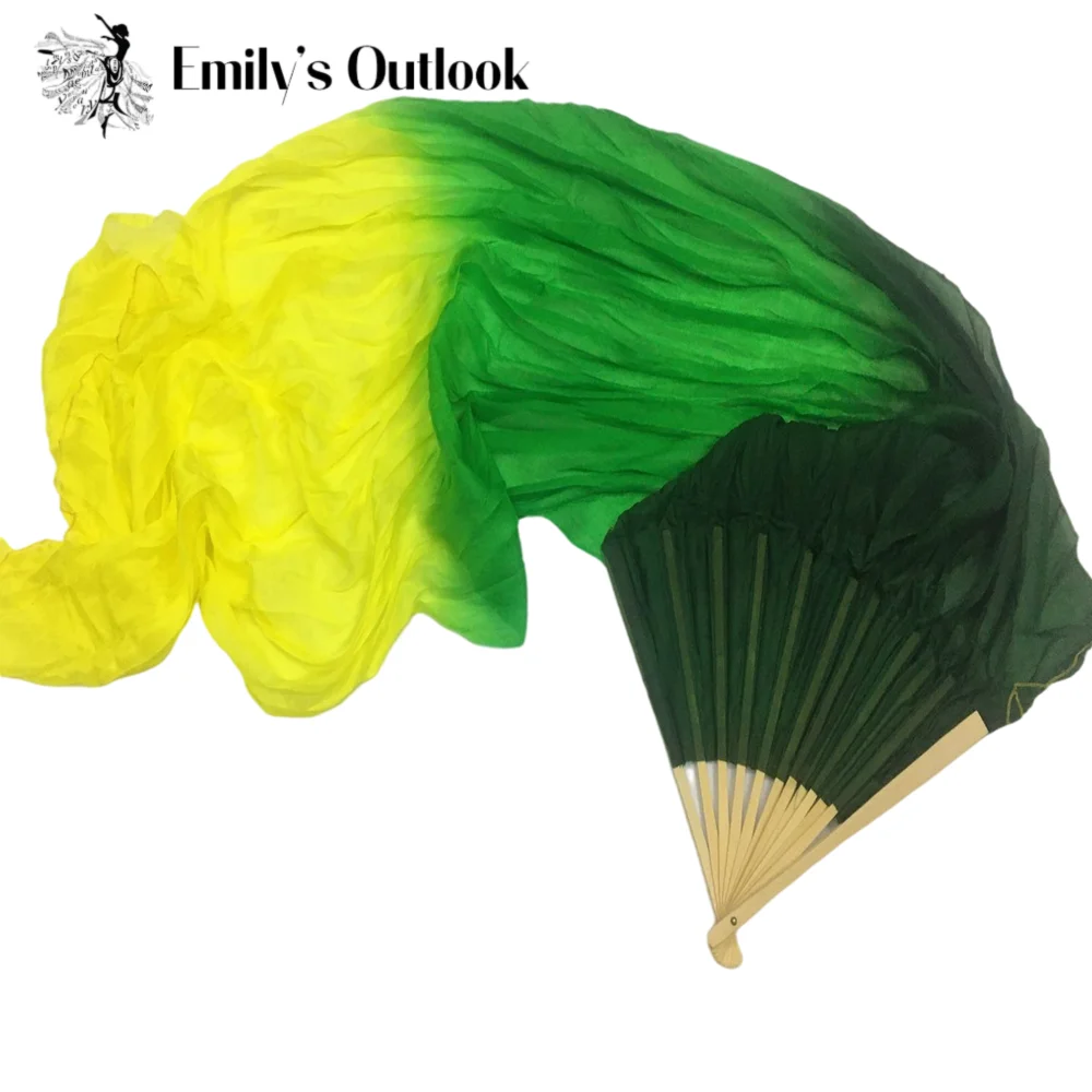 

Wholesale Belly Dance Silk Veil Real Silk Bamboo Long Fan Dancer Performance Props Church Praise Silk Fan Veil Flag Streamer New