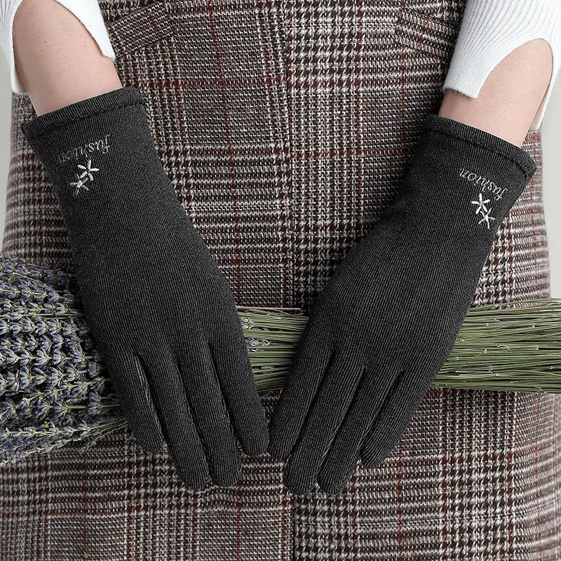 Women Winter Keep Warm Soft Breathable Touch Screen Driving Gloves Female Elegant Snowflake Embroidery Sport Cycling Mittens I14