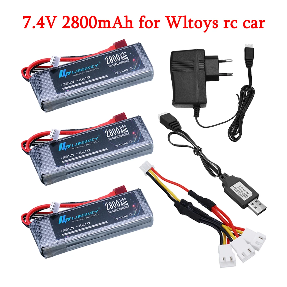 Pin Chính Hãng Dùng Cho Wltoys 144001 Xe Ô Tô 2S 7.4 V 2800MAh Pin Lipo Nâng Cấp Cho Wltoys 12428 124019 RC xe Thuyền Pin Lipo