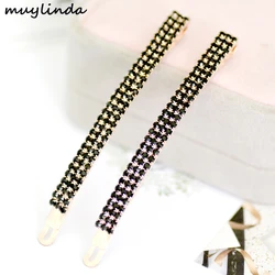 (2 PCS/LOTS) Rhinestone Simple Long Hair Clip Fashion Crystal Women Hair Pin Jewelry Ornament Girls Hair Accessories