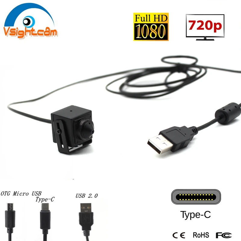 

Мини CMOS Pin отверстие Usb камера OTG Micro USB Type-C 1080P 720P USB Linux UVC камера для банкомата промышленное тестирование размер 20x20 мм