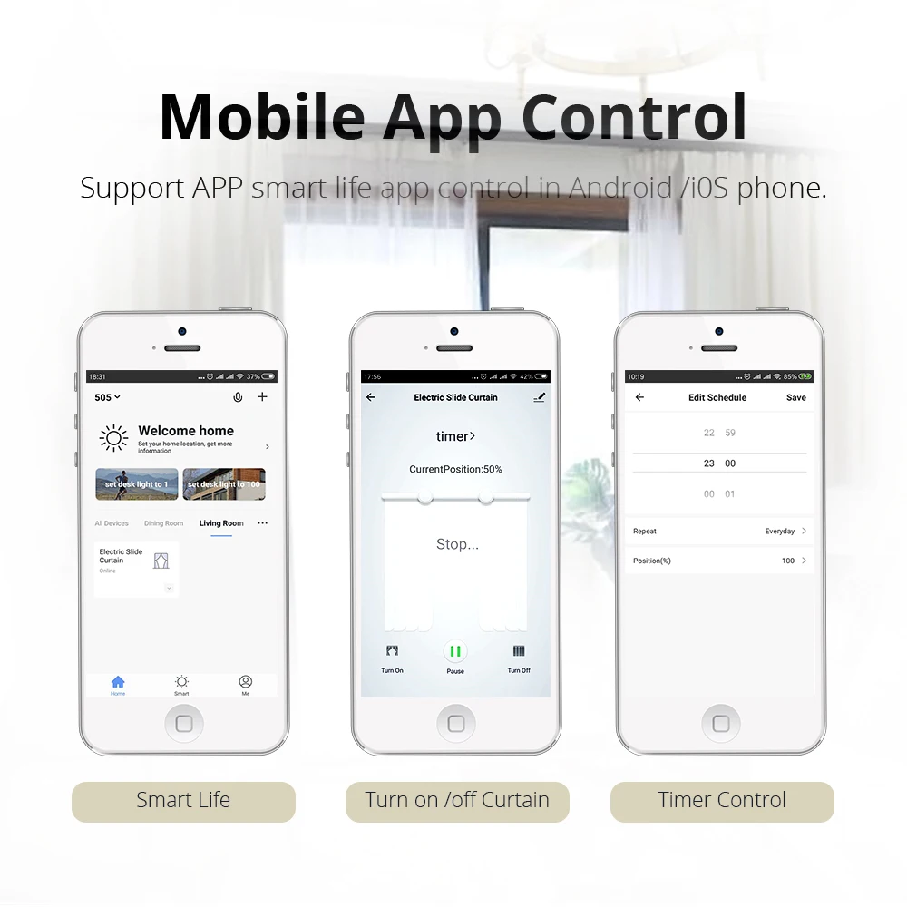 Zemismart WiFi Smart Curtain Motor with Track Alexa Echo Google Home Control via Tuya Electric Curtains Rod Broadlink RF433