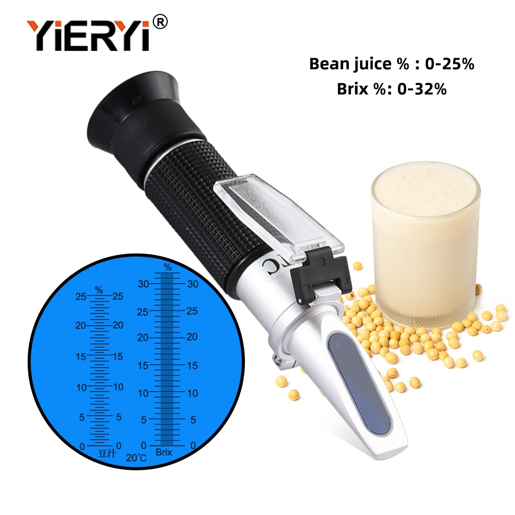 

Yieryi 2 in 1 0-32% Brix 0-25% Bean Juice Concentration Refractometer Professional BeanJuice Sweetness Meter Tester with ATC