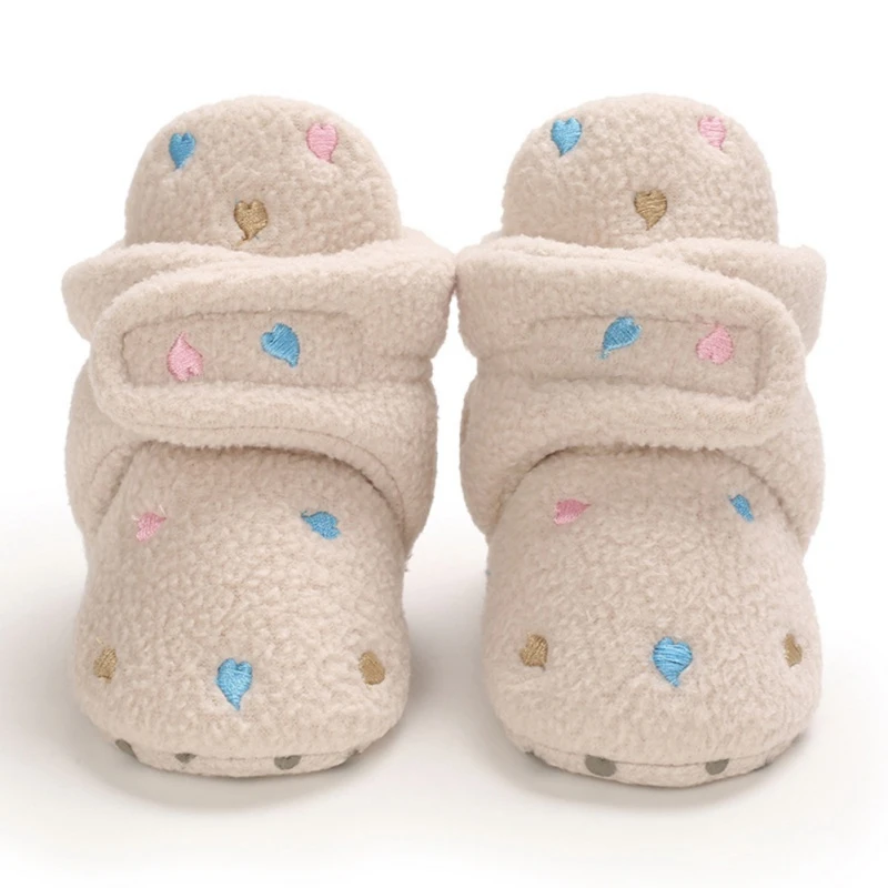 Winter Warm Baby Boy Girl  Plus Velvet Boots Love Cotton Soft Casual Bottom Infant Kids Frist Walking Shoes Footwear 0-18M Ins