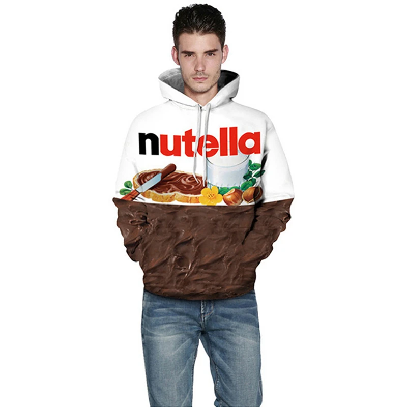 Women/Men 3d Hoodie Print Nutella Food Hip Hop Casual Style Tops New Fashion Pullovers Sweatshirts Hoodies