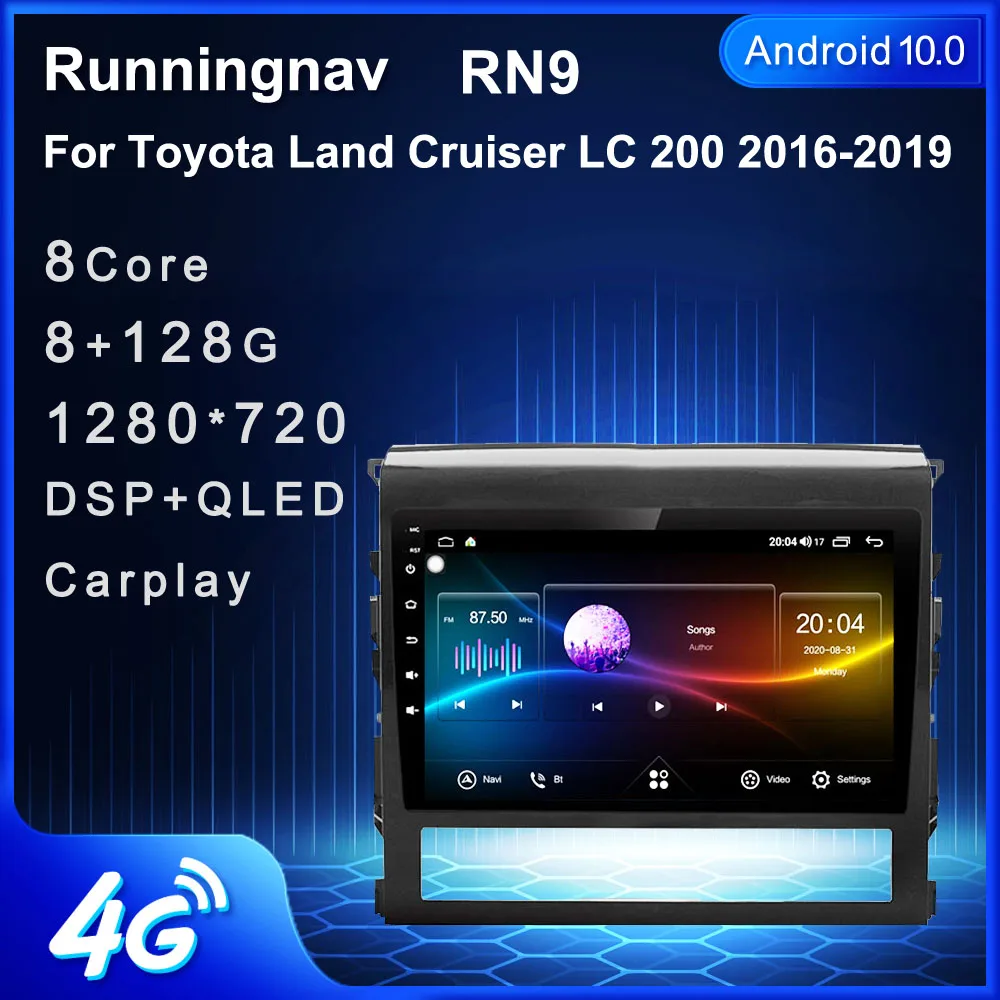 

Runningnav для Toyota Land Cruiser LC 200 2016-2019 Android автомобильное радио, мультимедийный видеоплеер, навигация GPS