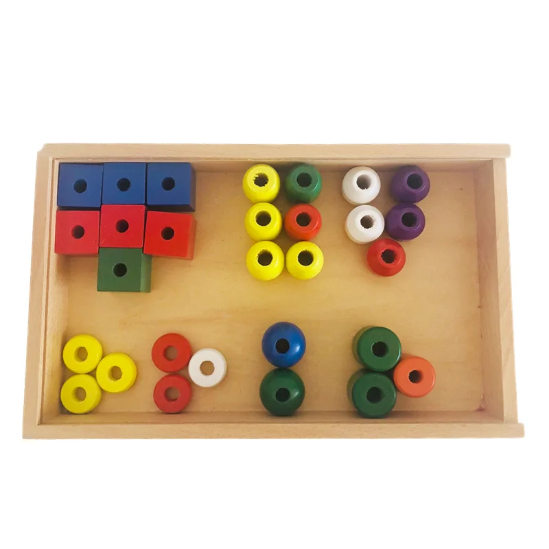 Jouets éducatifs d'apprentissage Montessori, jeu de perles de Cognition de forme géométrique/couleur pour enfants, exercice de Coordination œil-main