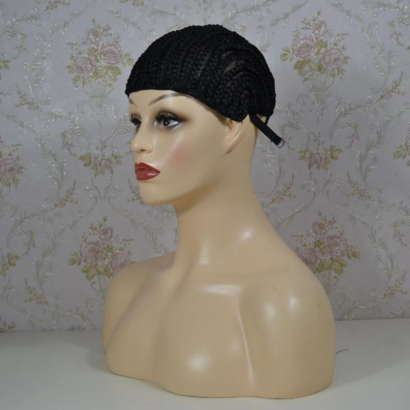 1PCS Black Wig Cap with Adjustable Headband For Making Wigs braid wig mesh hat Weaving Wig Cap with Holes for Making Wigs