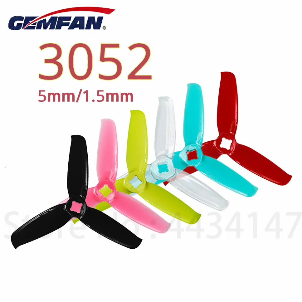 Gemfan flash 3052 1.5mm/5mm 3 polegadas 3-lâmina de hélice para rc fpv corrida freestyle palito cinewhoop drones ducados peças diy