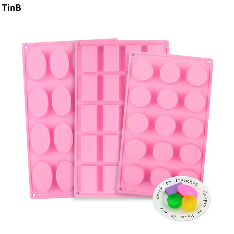 

3pcs/Set Craft Silicone Mold For Making Soaps 3D Soap Mold Round Voal Rectangle DIY Handmade Soap Form Tray Mould