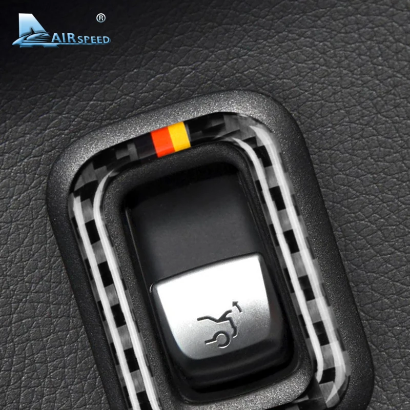 Real Soft Carbon Fiber for Mercedes Benz W205 C180 C200 C300 GLC X253 Accessories Sticker Interior Trim Rear Trunk Switch Frame