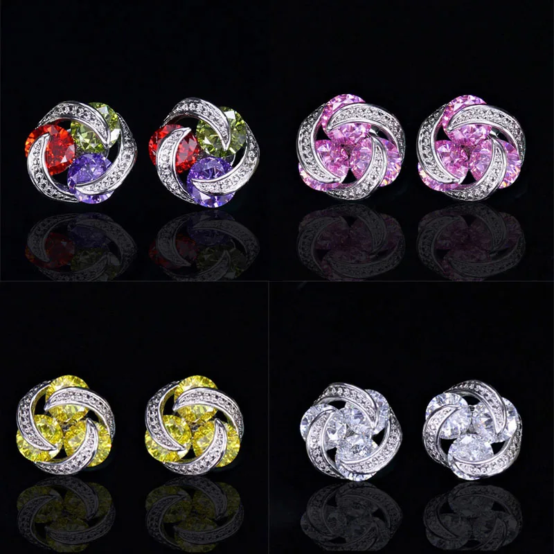 

Trendy Multicolor Rhinestone Stud Earrings For Women Fashion Female Earrings Party Gifts Wedding Jewelry