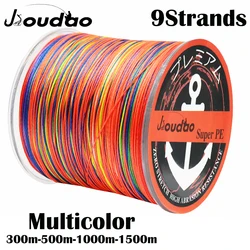 Jioudao Fishing Line W9 300M 500M 1000M 1500M 9 Strands Multicolor Braided Fishing Line Multifilament PE Fish Wire 20LB-200LB