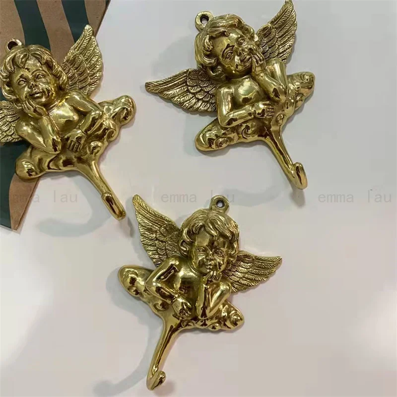 Angel Brass Furniture Wall Hooks Gold Coat Hook Creative Home Wall Decoration Hanger Hook Home Storage