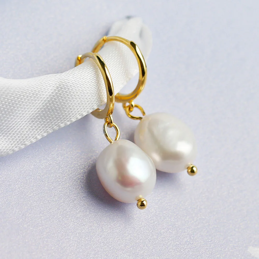 Modne, nieregularne kolczyki sztyfty ze stali nierdzewnej z naturalnymi perłami, biżuteria do piercingu dla kobiet, dropshipping