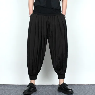 Fashion brand dark loose nine-point harem pants male summer hairdresser trend ice silk vertical sense casual bound feet flying