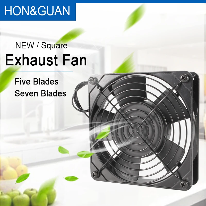 Square Exhaust Fan Ventilator for Window Wall Toilet Kitchen Bathroom Ventilation Outlet Metal Air Extractor Vent AC 220V 110V