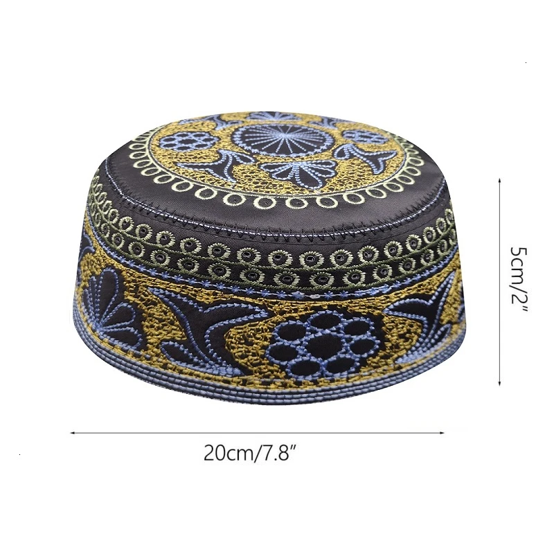 남성을 위한 새로운 검은 이슬람 모자 기도 비니 터키어 아랍어 모자, 니트 이슬람 모자 머리 스카프 의류 크로셰 이슬람 패션
