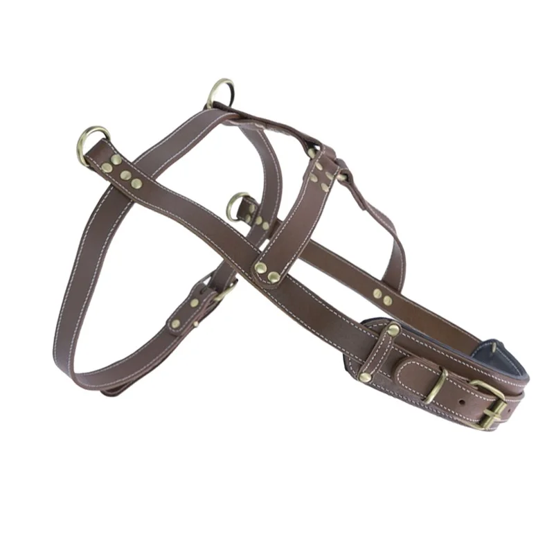 Sled Dog Harness Leather Dog Sled Weight Pulling Harness Skijoring Scootering Dog Sled Harness Husky Samoyed Alaska Malamute