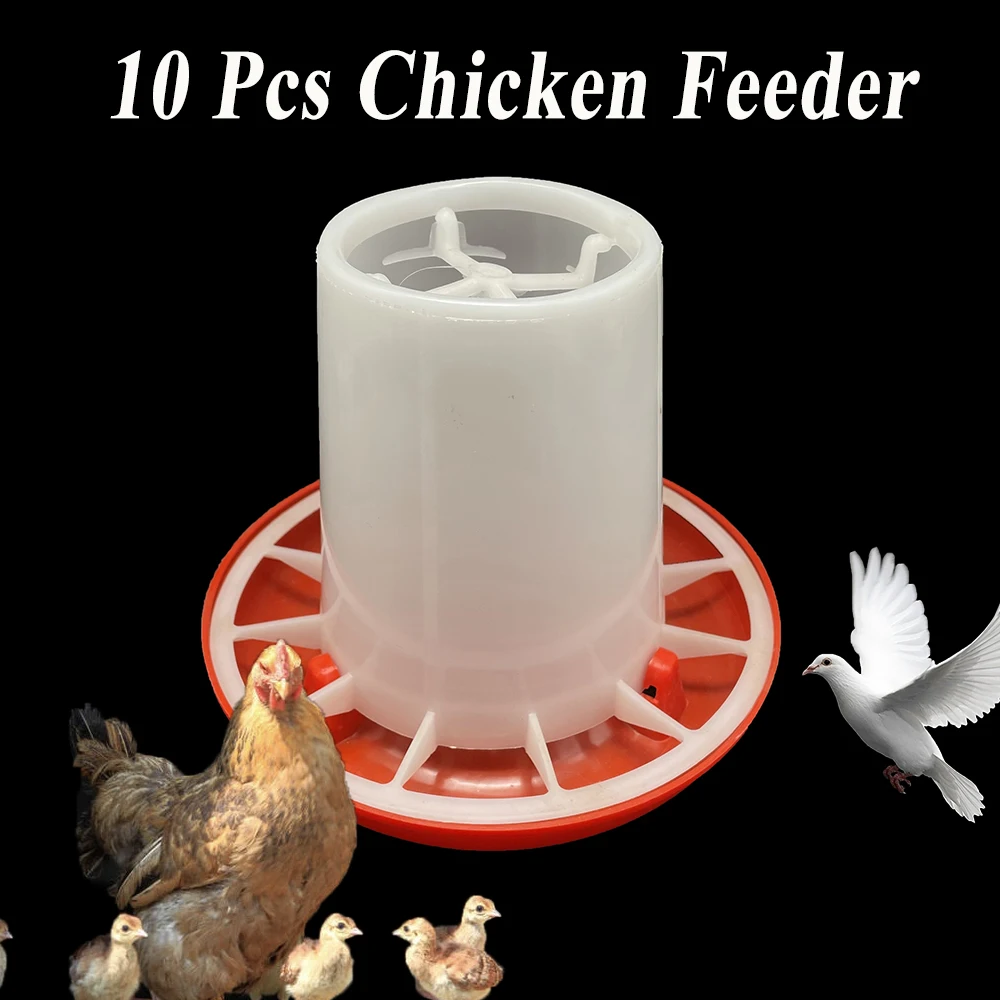 

10PCS Poultry Feeding Bucket Layer Broiler Day Old Chick Chicken Feeder Plastic 1KG Capacity Brood Quail Dove Bird Farming Tools