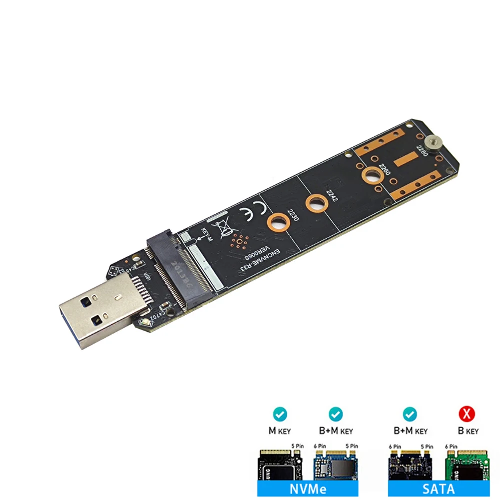 Dual Protocol M.2 NVMe to USB 3.1 SSD Adapter,M2 SSD Converter test USB board Card 10Gbps USB3.1 Gen 2 for Samsung 970 980