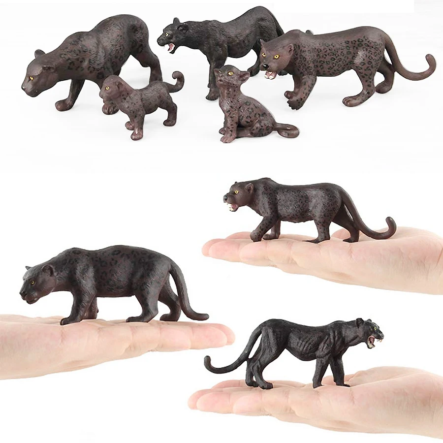 Realistic wild Animals Lion,White Tigers,Leopards,Panther Figurines with Cubs, 2-5\