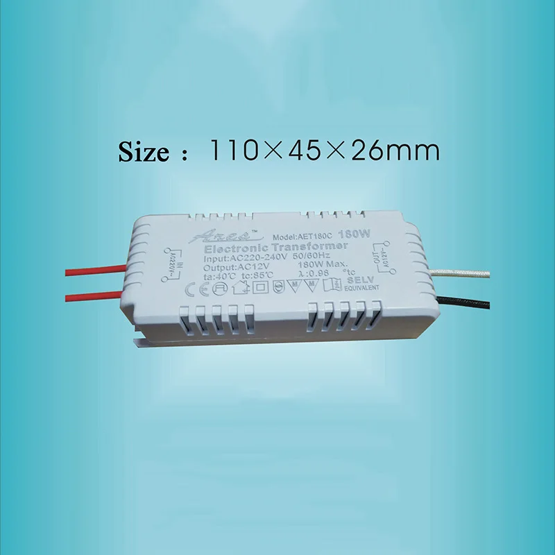 Transformador electrónico de cristal de cuarzo, lámpara halógena de 60W, 80W, 105W, 120W, 160W, 180W, 200W, G4, G5.3, fuente de alimentación