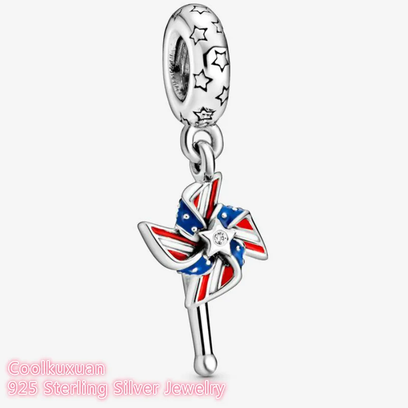

100% 925 Sterling Silver American Pinwheel Dangle Charm beads Fits Original Pandora bracelets Jewelry Making