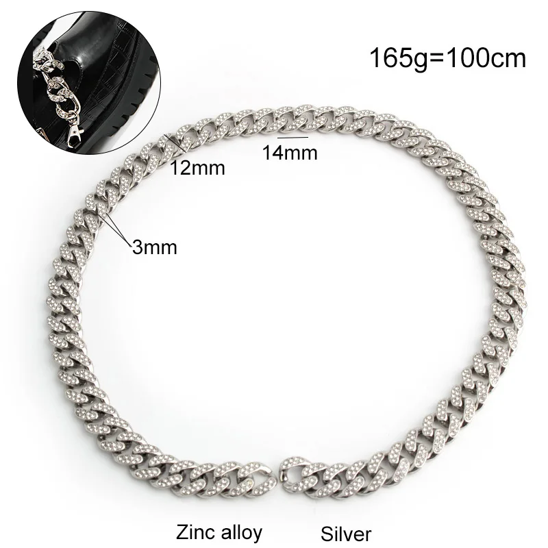 Nolvo World 1-5 pieces 3 and 4mm thick 2 sizes Zinc Alloy Silver chain for bag purse accessories bag chains