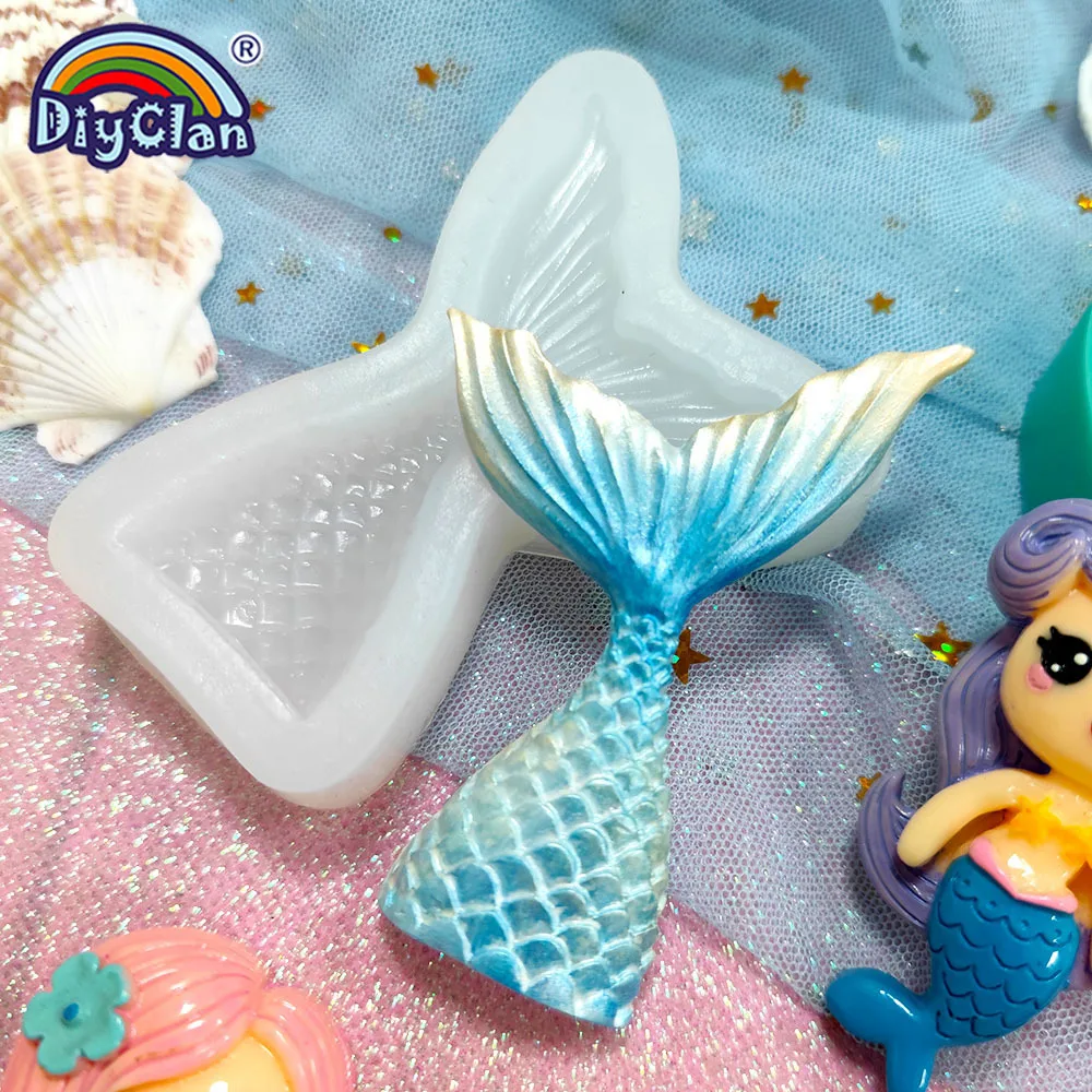 Mermaid Silicone Mold For Fondant Cake Decorating Cartoon Girls Chocolate Cupcake Silicone Form For Polymer Clay Tools Sea Star