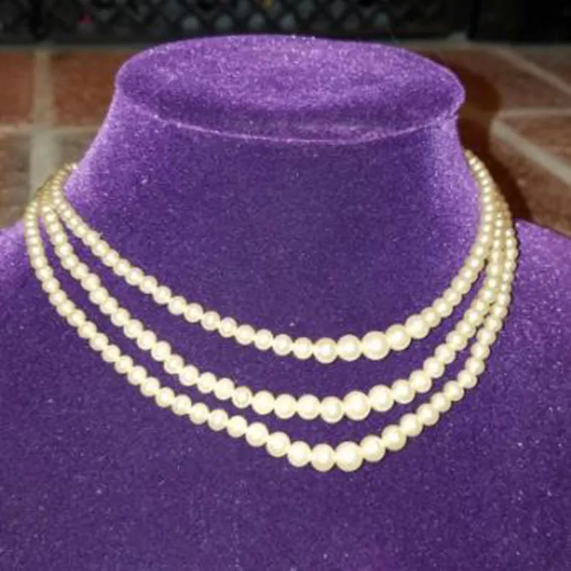 6-7mm natural south seas white pearl necklace 48inch 14K gold