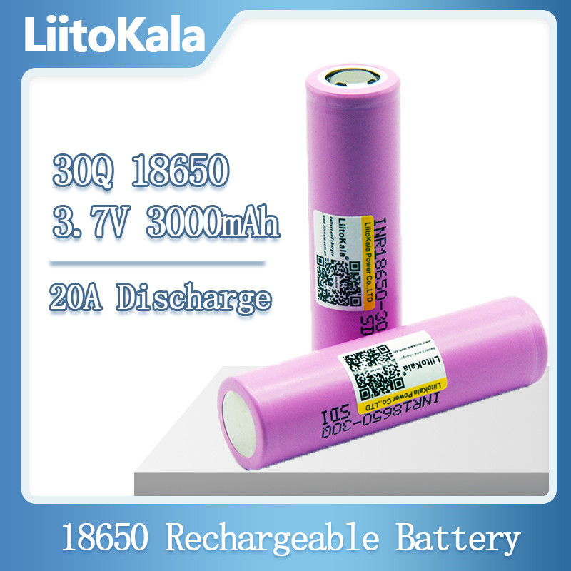  LiitoKala 100% original New INR18650 battery 3.7V 18650 3000mAh INR18650 30Q li-ion Rechargeable Batteries