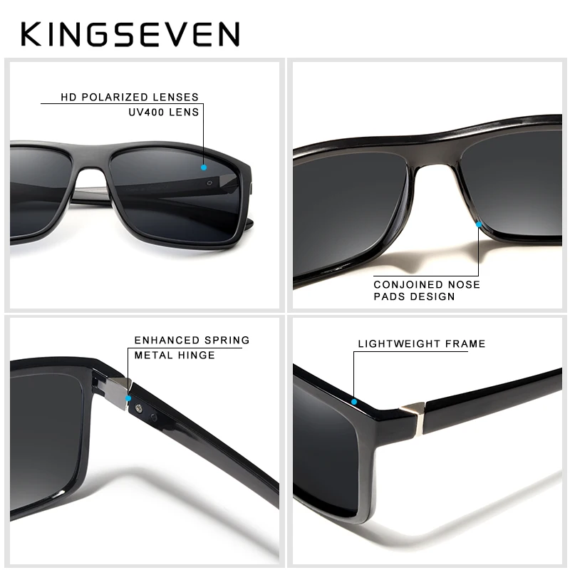 KINGSEVEN Ban Đầu Kính Mát Phụ Nữ Người Đàn Ông Thiết Kế Thương Hiệu TR90 Khung Kính Mặt Trời Dành Cho Nam Giới Thời Trang Cổ Điển UV400 Vuông Kính S730
