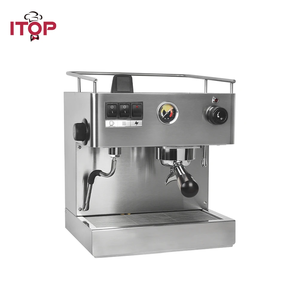 ITOP 9Bar Semi-Automatic Coffee Machine Electric Coffee Maker Milk Froth Coffee Extraction Full Stainless Steel 220V