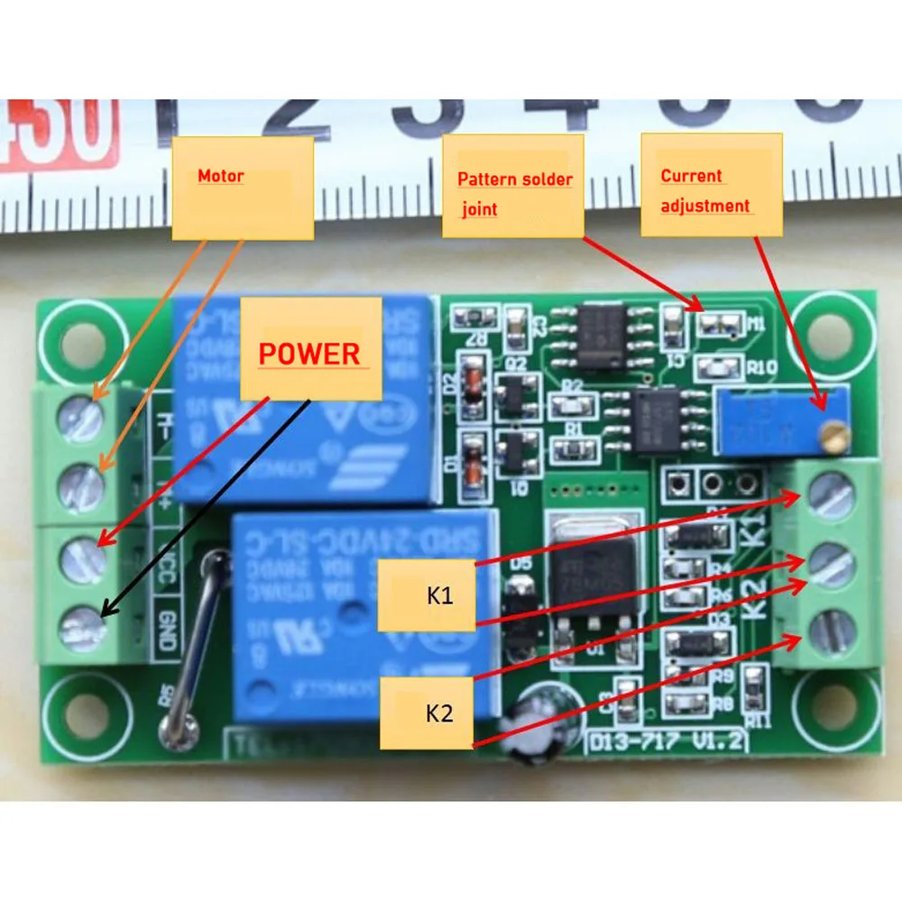 Imagem -02 - Motor Frente e Controle Reverso Controller Overcurrent Stall Protection Board Ajuste de Sobrecarga 0.2a a 10a 12v 24v Novo dc