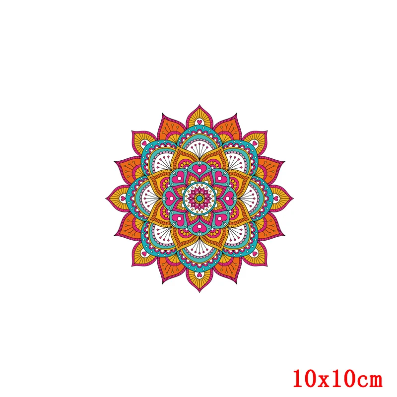 Prajna Mandala Flowers Iron On Transfers Stripes Thermo Stickers On Clothes Heat Transfer Ironing Stickers On T-shirt Applique