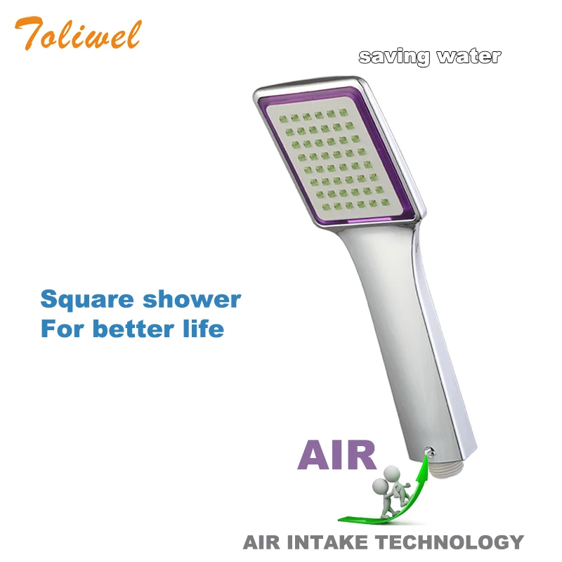 Imagem -03 - Turbo Economia de Água Quadrado Banheiro Chuveiro Misturador de Mão Cabeça de Chuveiro de Alta Qualidade ar