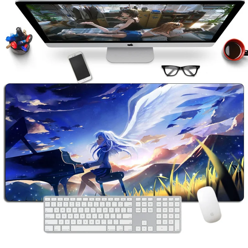 

Anime Angel Beats Mouse Pad 80x30cm Otaku Large Sexy Girl Gaming Mousepad XXL Locking Edge Rubber Durable Computer Desk Mat