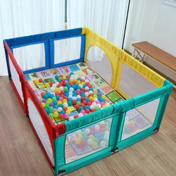 Baby Playpen Fence Foldable Alloy Steel Pipe Toddler Indoor Safety Play Pool Child Protection Play Yard 0~5 Years Old