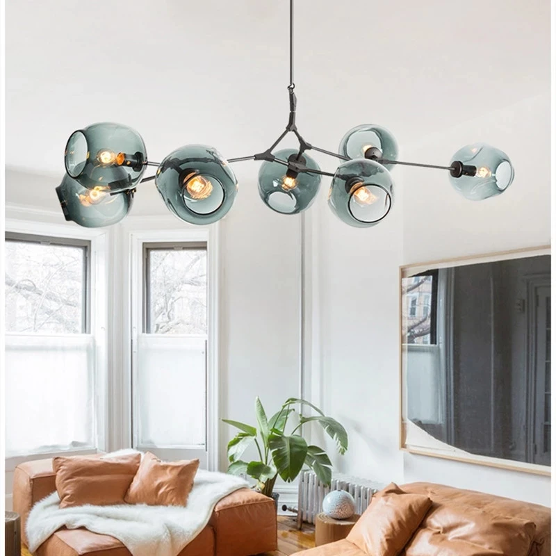 

Creative Parlor Nordic Loft Garllery Glass Pendant Light Kitchen Magic Beans Tree Branch E27 Suspension Light Fixtures