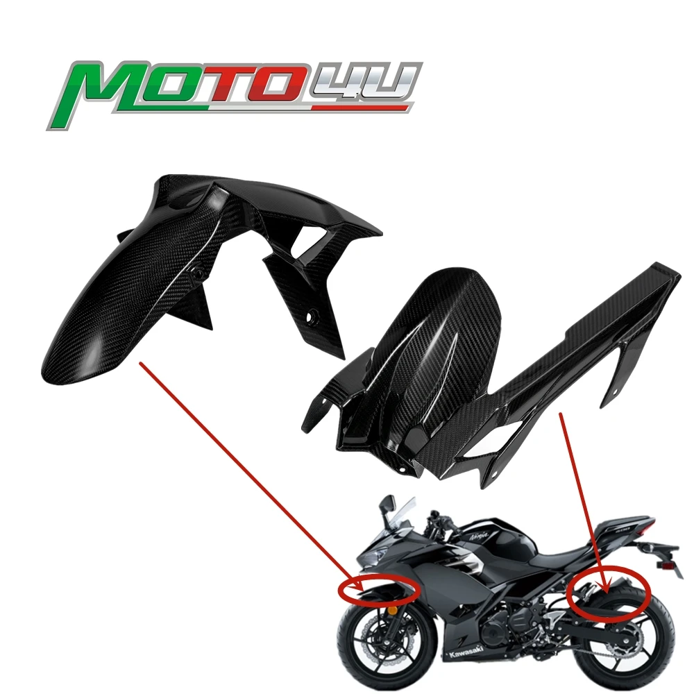 For KAWASAKI NINJA400 Ninja 400 2018 2019 2020 2021 Carbon Fiber Mud Guard Front and Rear 1 SET Splasher Baffle