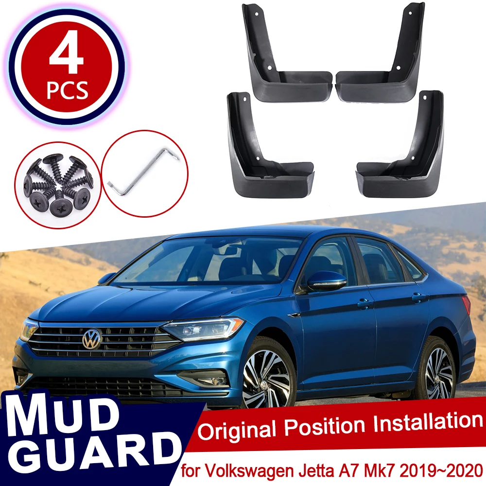 for Volkswagen VW Jetta A7 Mk7 7 2019~2020 4pcs Set Car Mud Flaps Splash Guards Mudguards Carbon Fiber effect Mudflaps Flap