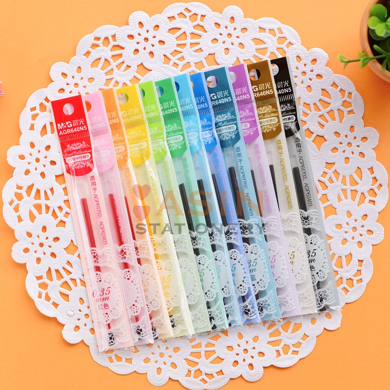 M&G 20PCS Needle Tip REFILL Gel Ink Color Refill 0.38mm Classic Color Signature Office 24 Colors school supplies