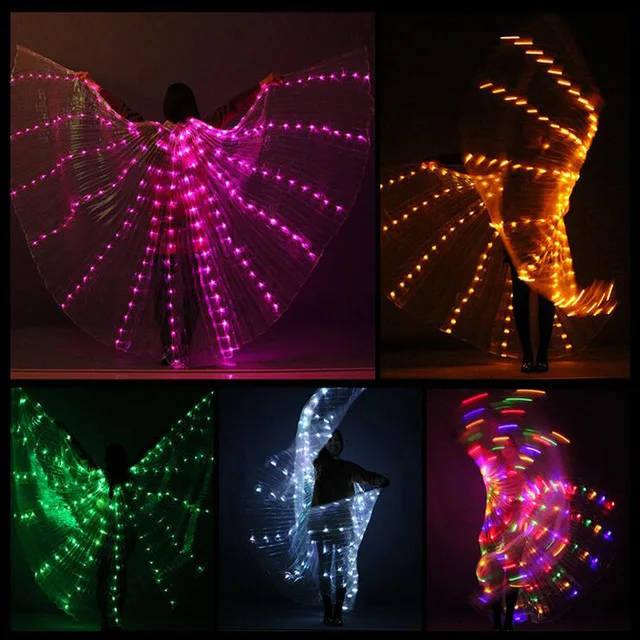 Women belly dance lamp props open 360 degrees LED Shining wings girls wings angle of opening dancer props wings stick