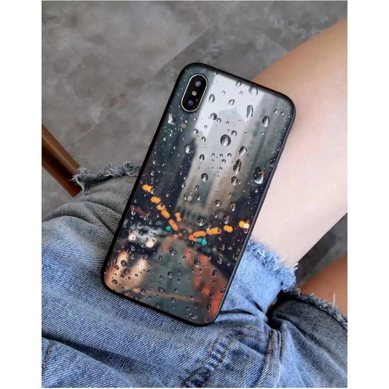 MaiYaCa Rain Raindrops on glass TPU black Phone Case Cover Hull for iphone 13 11 pro XS MAX 8 7 6 6S Plus X 5 5S SE XR SE2020