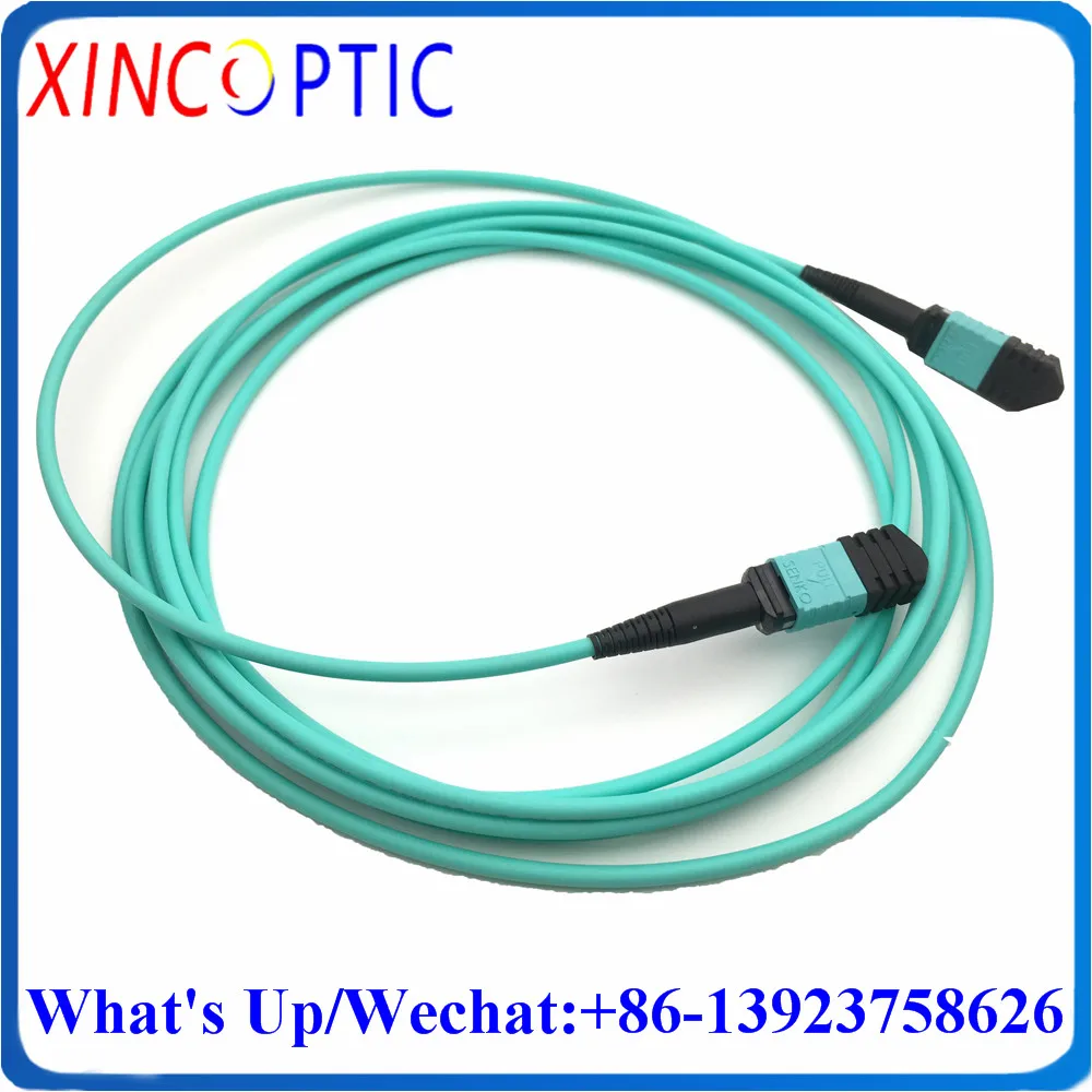 MPO/F-MPO/F-OM3-12F-3.0-3M-LSZH Type A B C,OM3-150,12C,3M, UPC Female Fiber Optic Patch Cord Connector,3.0mm LSZH Mini Cable