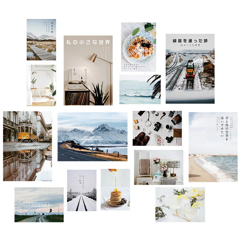 Kleurrijke Landschap Art Retro Decoratie Kaart 15 Lakens Slaapkamer Postkaart Achtergrond Schilderen Muur Sticker Wenskaart Foto Props